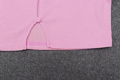 Pink Ribbed Knit Long Sleeve Crop Top