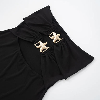 Black Strapless Hollow Out Mini Dress