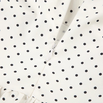 White Polka Dot Mini Dress with Bow Detail