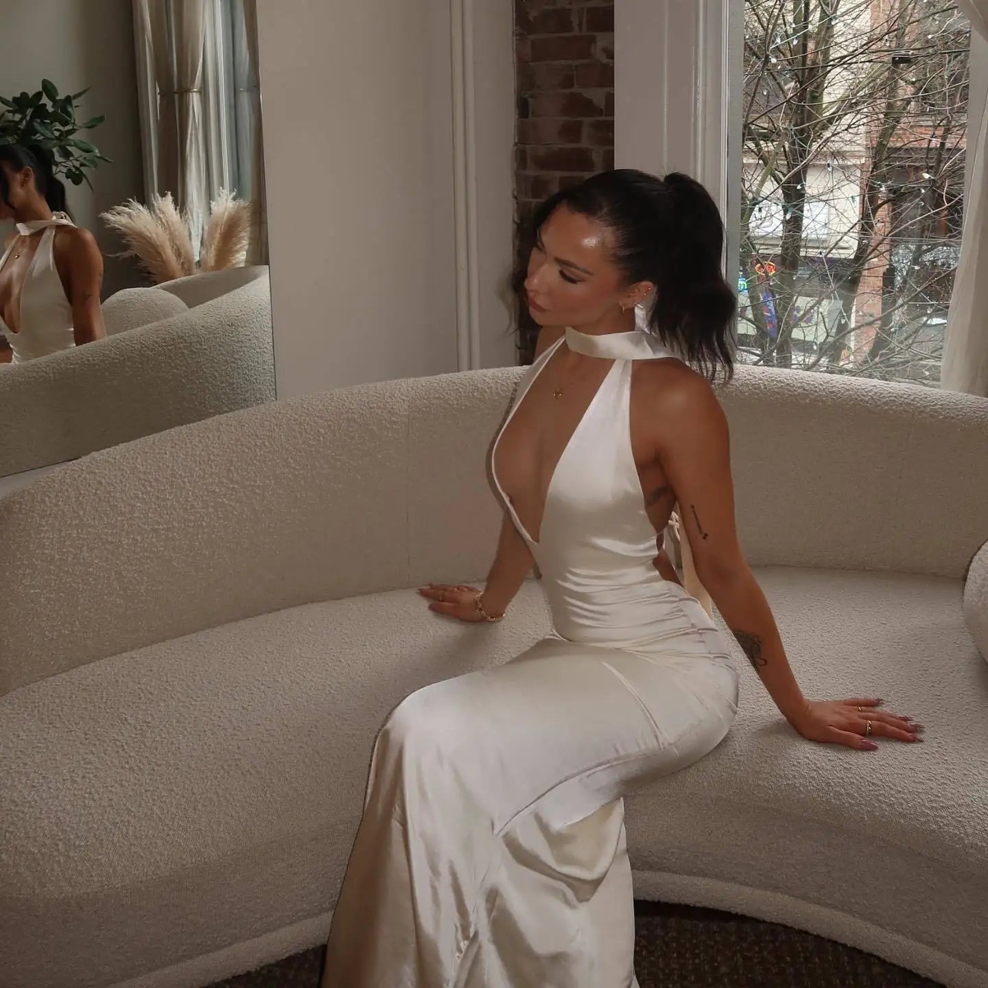 Satin Backless Maxi Dress