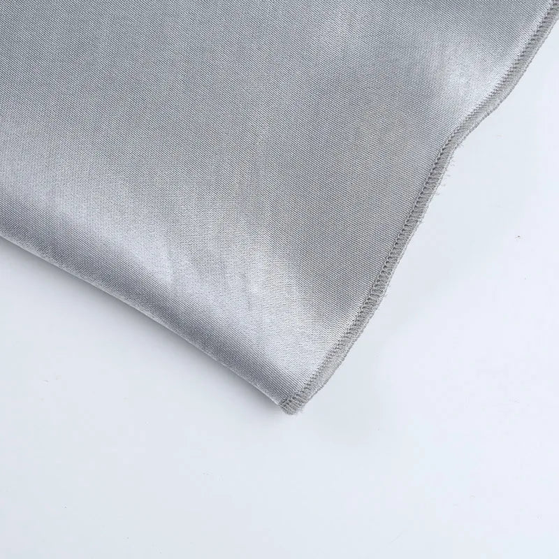 Gray Satin Strapless Backless Maxi Flowy Dress