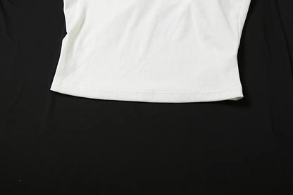 2 Piece Irregular Skew Collar Backless Crop Top & Ruched Skirt Set