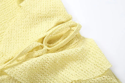 Yellow Ruffled Off Shoulder Short Dress