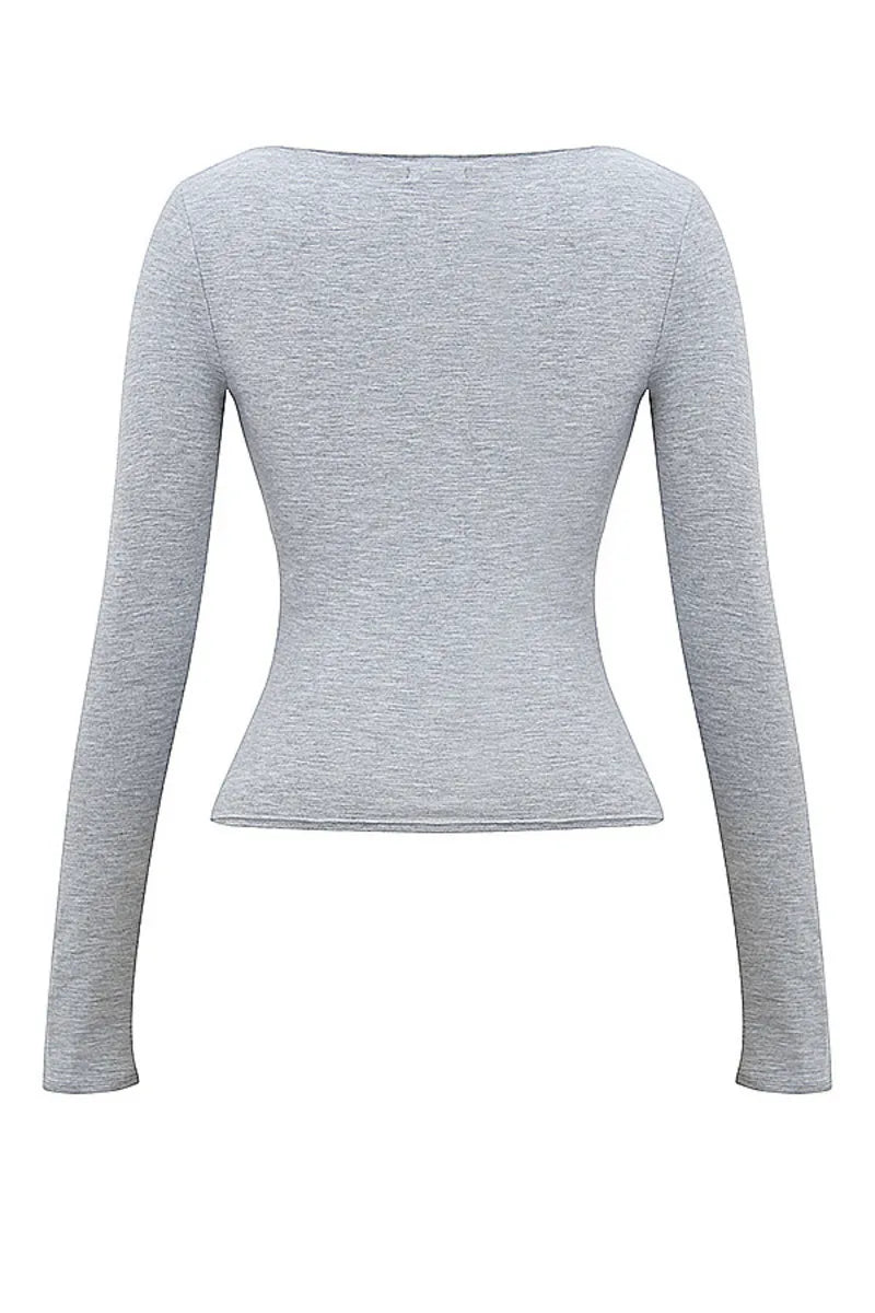Gray Hollow Out Top