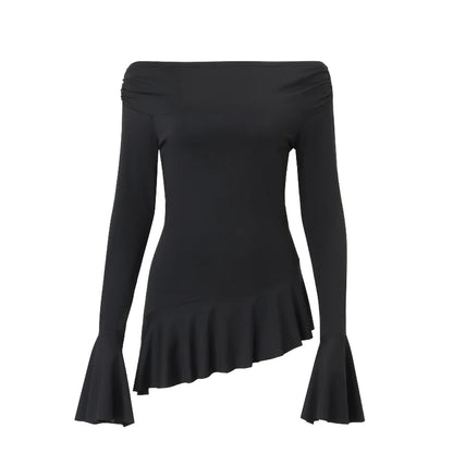 Ruffled Flare Sleeve Off Shoulder Top