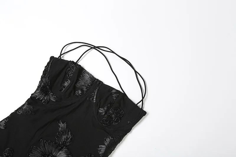 Flower Lace Up Backless Maxi Dress