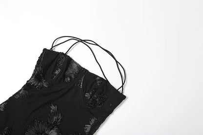 Flower Lace Up Backless Maxi Dress