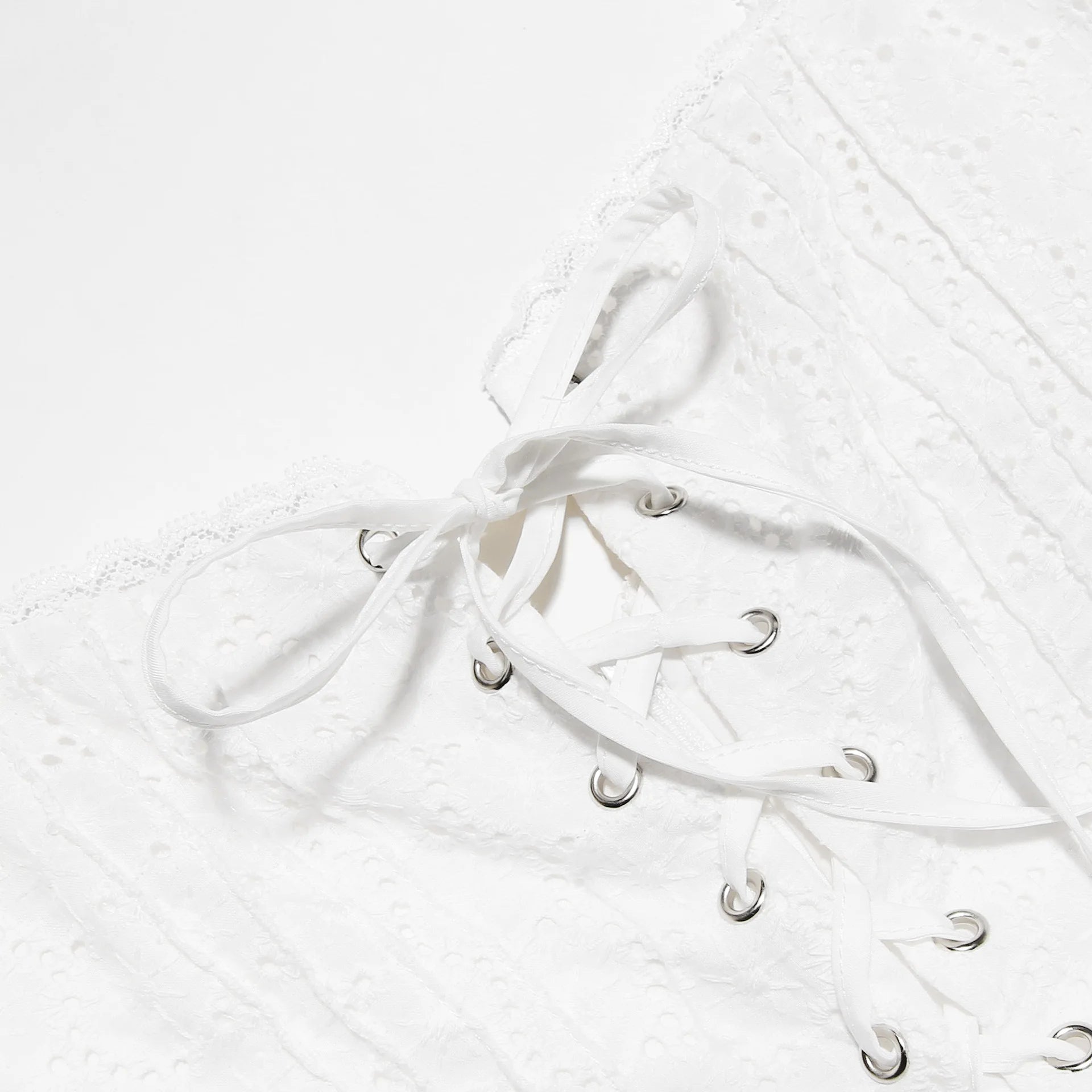 White Lace Up Midi Dress
