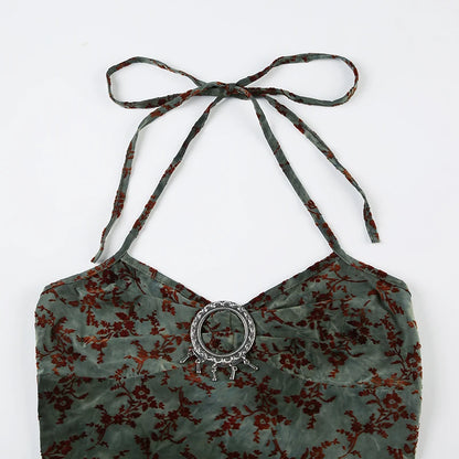 Green Backless Sequined Top
