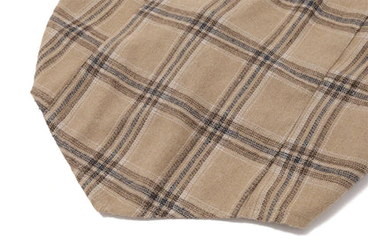 Khaki Plaid Backless Sleeveless Top And Ruffle Shorts Two Piece Set