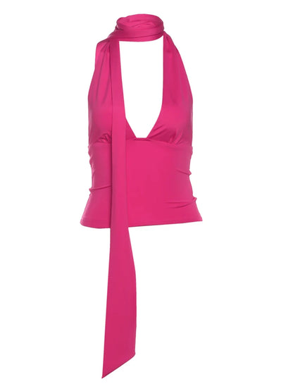 Backless Scarf Tank Top - Irregular Basic Vest