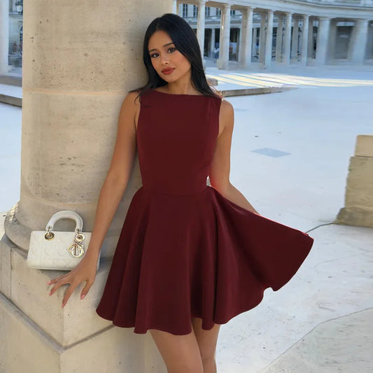 Sleeveless Backless A-Line Short Dress
