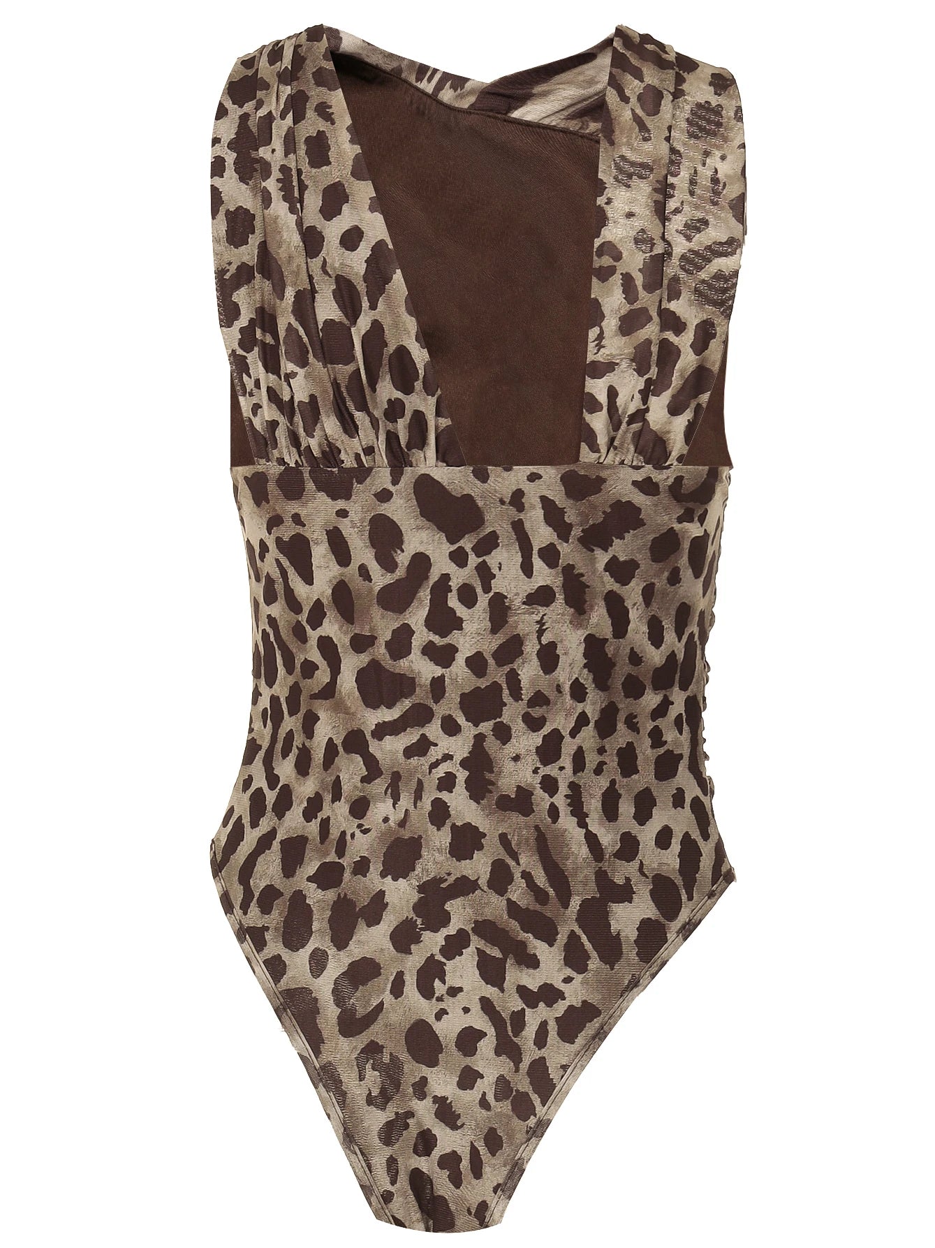 Leopard Ruched Sleeveless Bodysuit