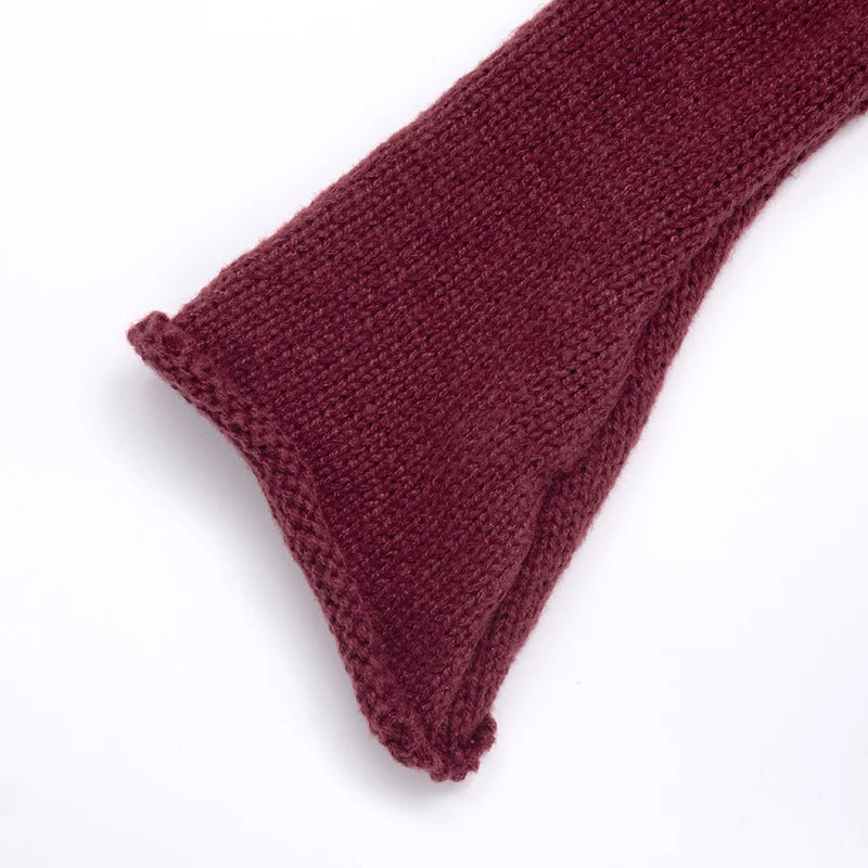 Knit Off Shoulder Slim Long Bell Sleeve Sweater