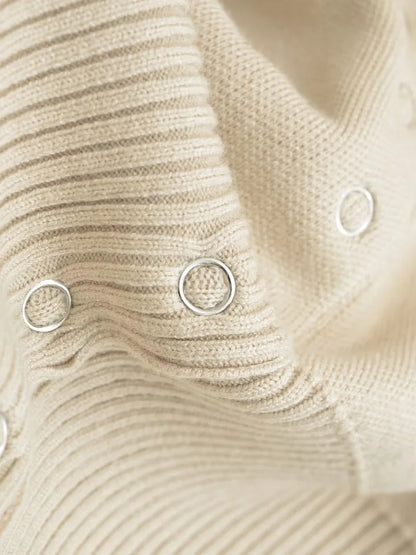 Slim Fit Knit Cardigan Top with Ribbed Patchwork