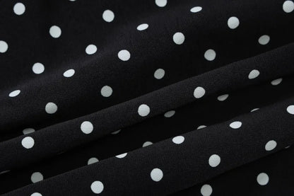 Black Polka Dot V-Neck Backless Maxi Dress