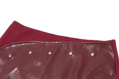Red Faux Leather Crop Top and Mini Skirt Set