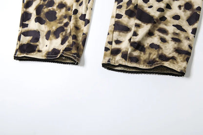 Sporty Leopard Print Tracksuit Set - Tank Top & Shorts