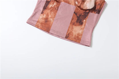 Purple Lace Silk Backless Tank Top