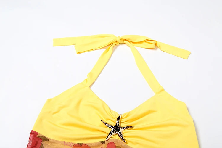 Yellow Floral Halter Top