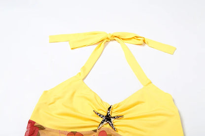 Yellow Floral Halter Top