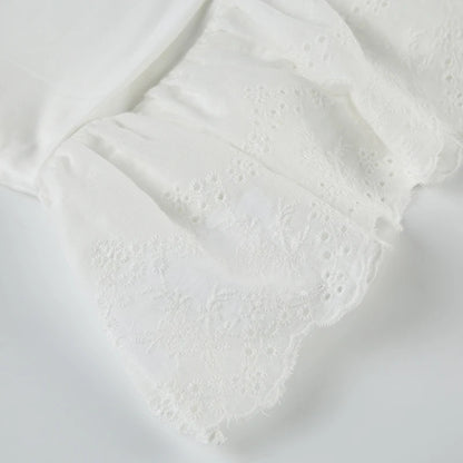 White Embroidery Mini Skirt with Shorts