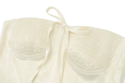 Apricot Strapless Backless Ruched Slim Top