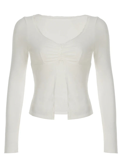 White Lace Long Sleeve Tee