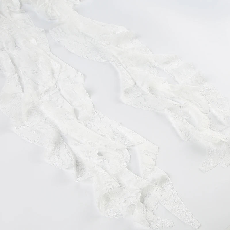 White Floral Lace Ruffle Top