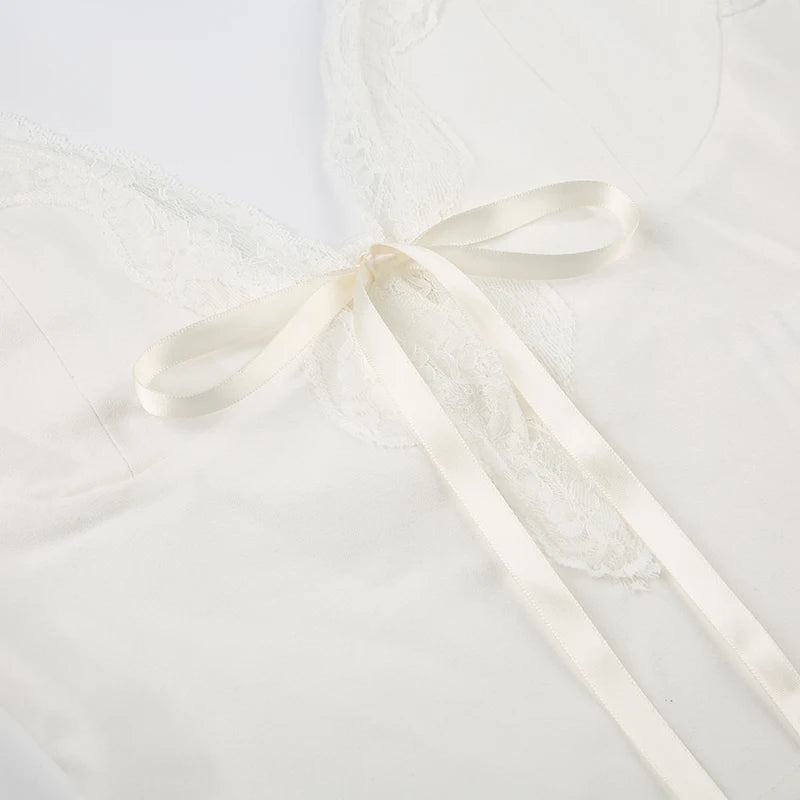 White Bow Lace Top