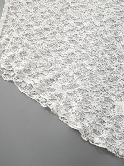 Lace Long Sleeve Knitted Perspective Tee for Women