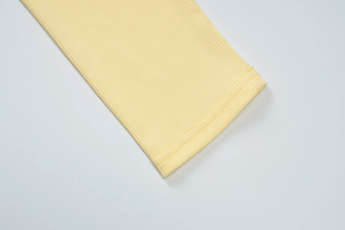 Yellow O-Neck Long Sleeve Cardigan