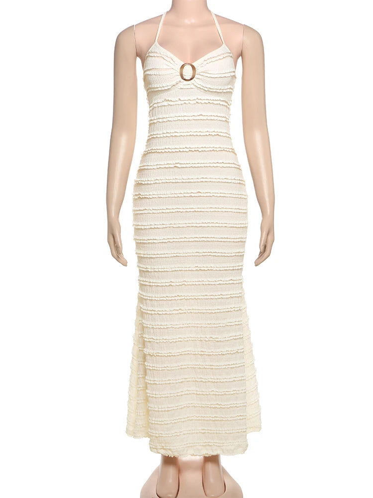 Multi-Layered Wavy Maxi Dress for Women