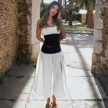 Bellazair White Strapless Backless Two-Piece Set