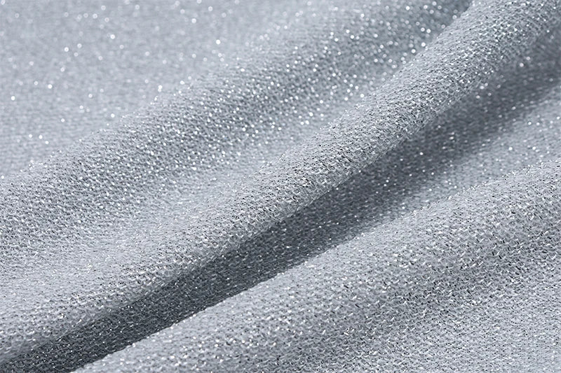 Silver Sleeveless Backless Halter Glitter Tank Top