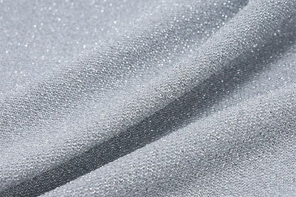 Silver Sleeveless Backless Halter Glitter Tank Top