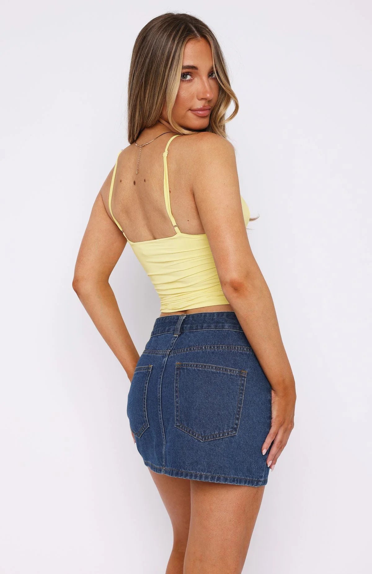 Sleeveless Ruched Bodycon Camisole Solid Top