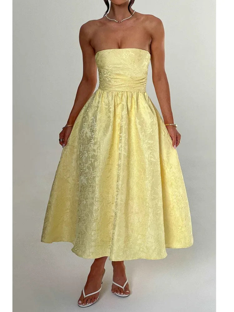 Strapless Satin Backless Long Dress