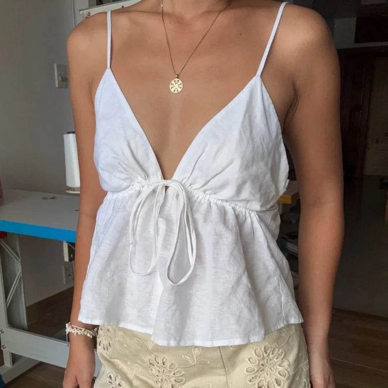 Off Shoulder V-Neck Backless Top