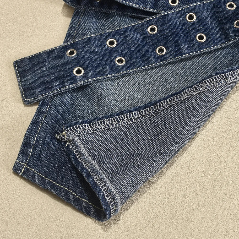 Denim Cut Out Backless Top