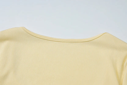 Knit Square Collar Long Sleeve Slim Water Droplets Diamond Top