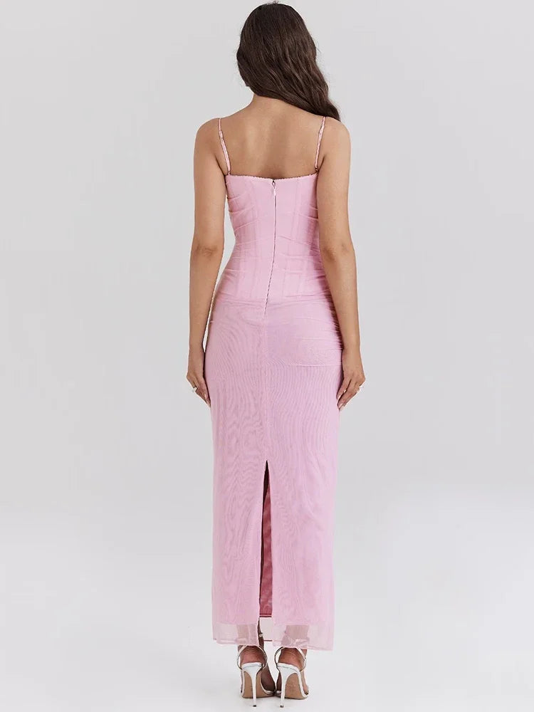 Pink Corset Maxi Dress