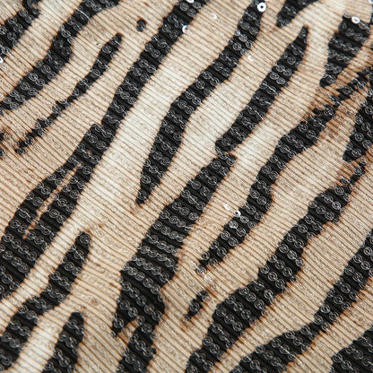 Zebra Striped Sequined Knit Shorts