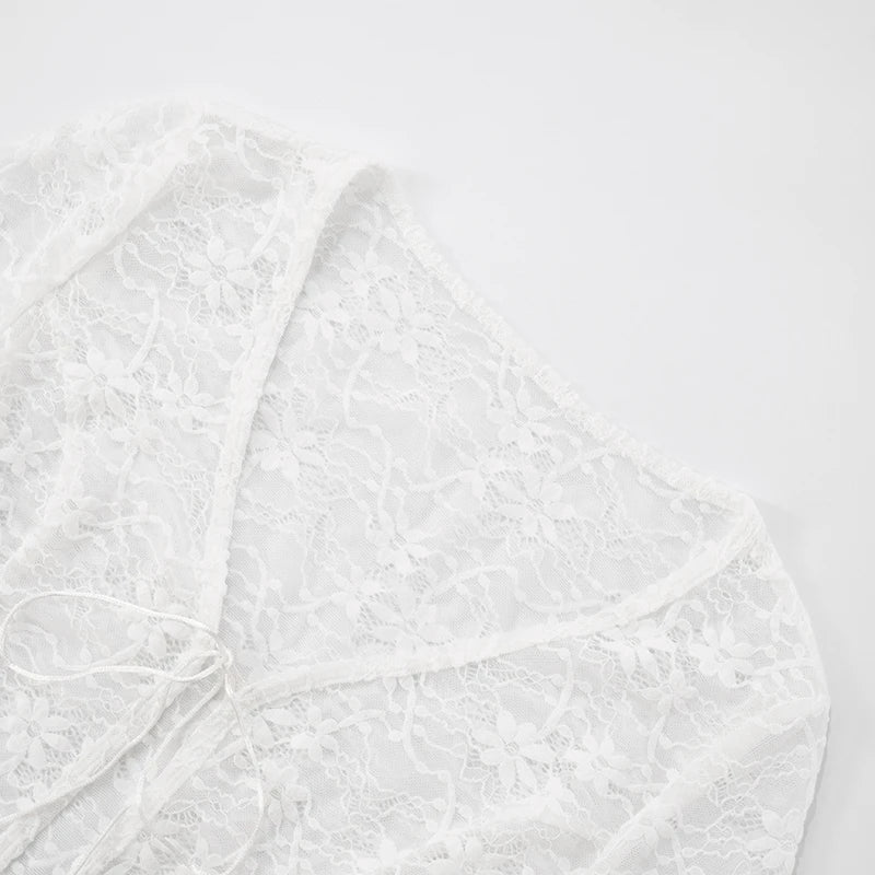 Lace Hollow Out See Through Long Sleeve Top
