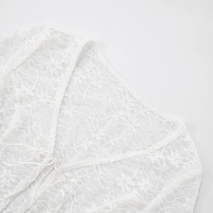 Lace Hollow Out See Through Long Sleeve Top