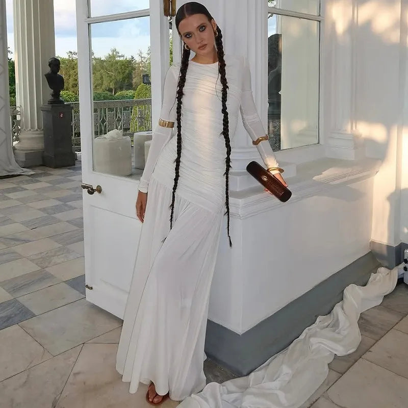 Long Sleeve Ruched Maxi Dress