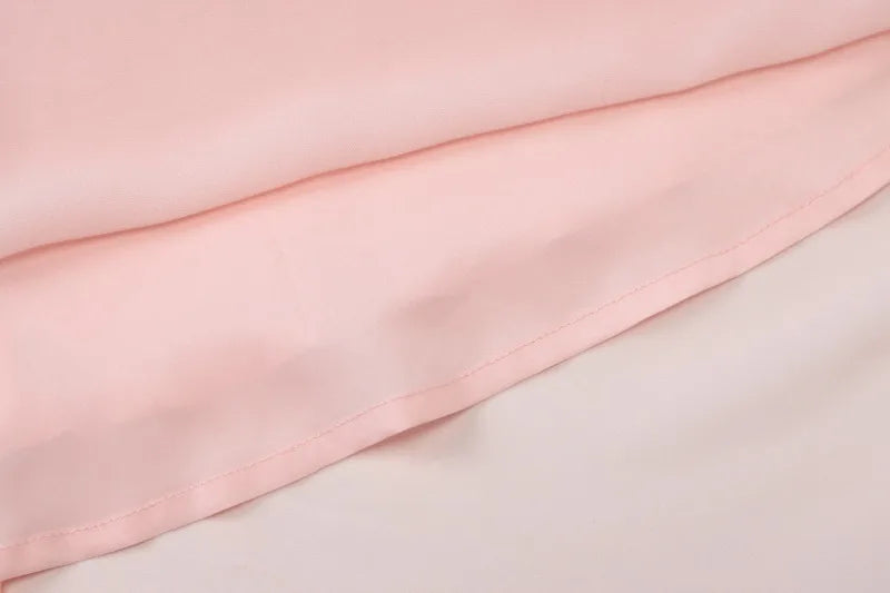 Pink V-Neck Sleeveless Chiffon Patchwork Midi Dress