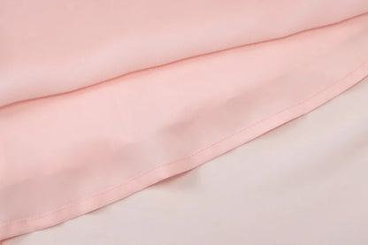 Pink V-Neck Sleeveless Chiffon Patchwork Midi Dress
