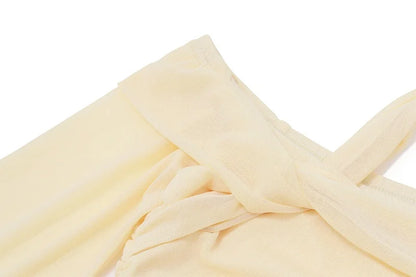 Apricot Ruched Halter Long Sleeve Shirt