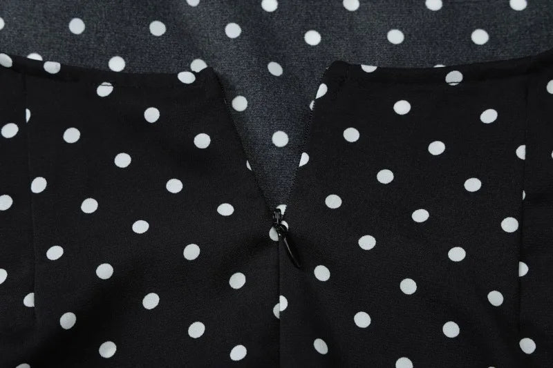 Black Polka Dot V-Neck Backless Maxi Dress